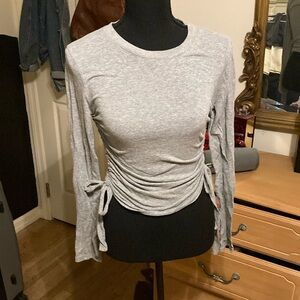 Forever 21 Gray Ruched Tie Front Blouse